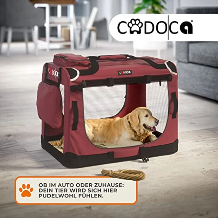 Cadoca Hundetransportbox faltbar Größe XL Dunkelrot – Bild 3