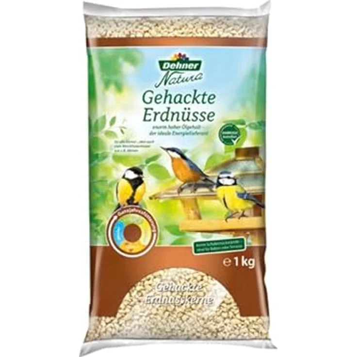 Dehner Natura Premium Wildvogelfutter, gehackte schalenfreie Erdnüsse, energiereich und proteinreich, Ganzjahresfutter für Wildvögel, 1 kg – Bild 4
