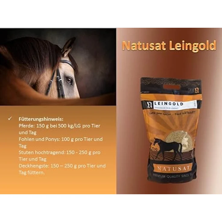 NATUSAT Leingold - Goldene Leinsamen für Pferde, Unterstützend beim Fellwechsel und Verdauung, 5000 g – Bild 4