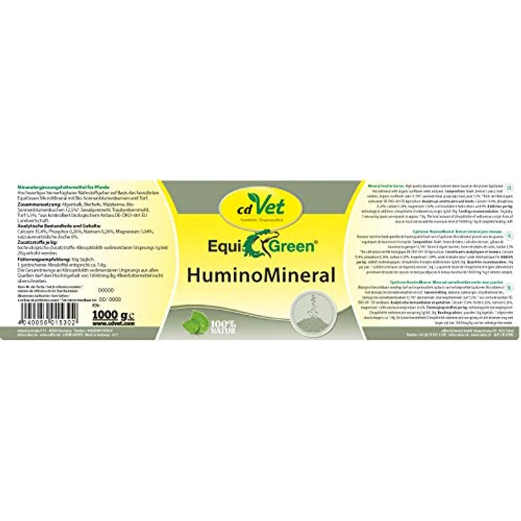 cdVet EquiGreen HuminoMineral 1kg - Natürliches Mineralfutter für Pferde mit HuminoMin-Komplex zur Regulation des Säure-Basenhaushaltes – Bild 2