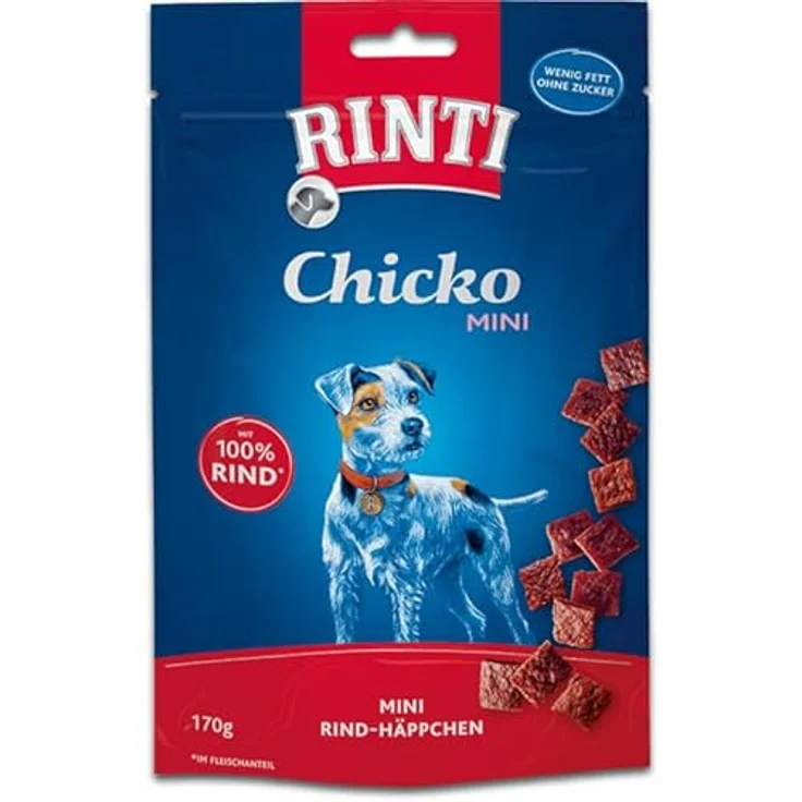 Rinti Extra Chicko Mini Rind, 3er Pack mit herzhaften Mini Häppchen aus frischem mageren Rindfleisch, 3 x 170 g, Ergänzungsfuttermittel für ausgewachsene Hunde – Bild 2