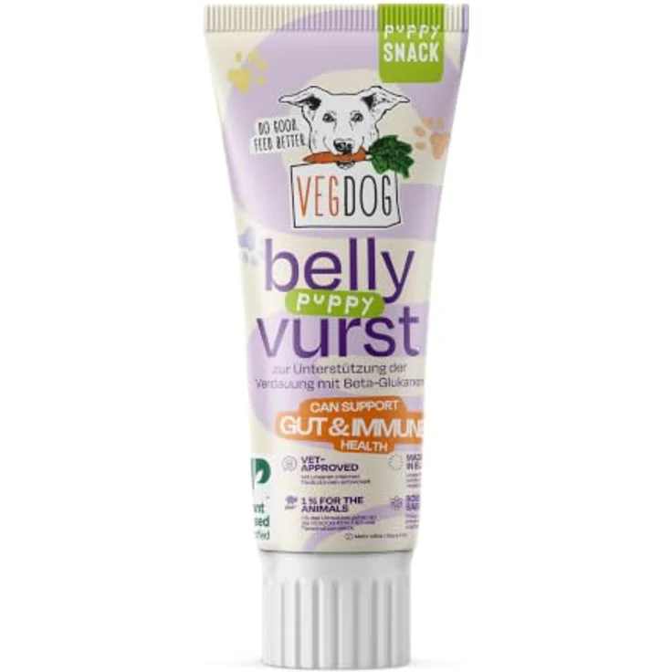 VEGDOG Belly Vurst Snack pflanzlich, 100% vegan für Welpen, hypoallergen, 5x75g – Bild 2