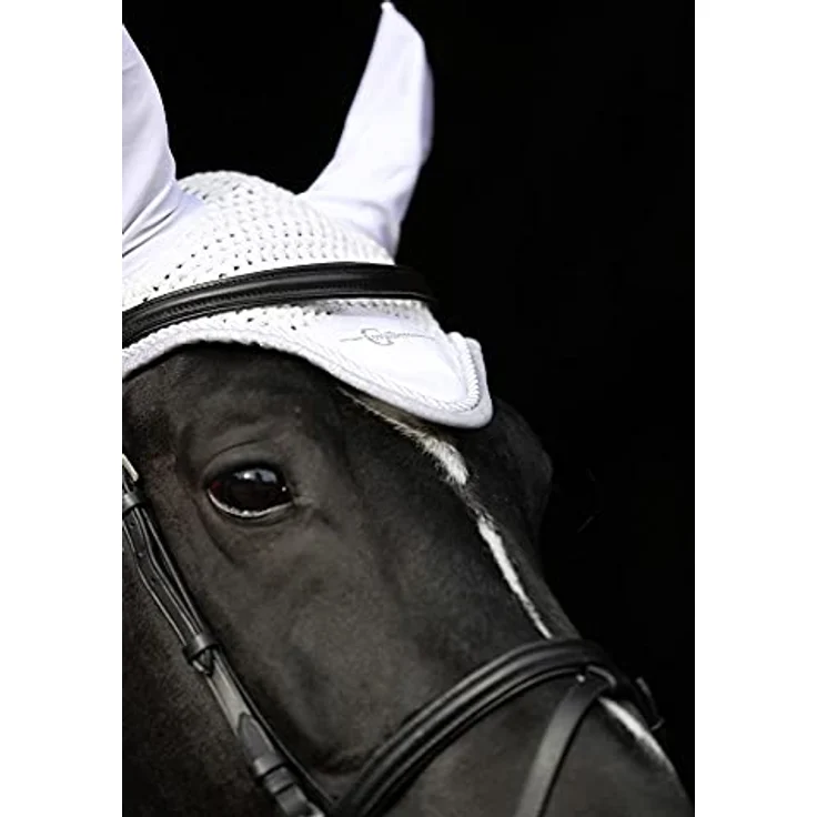 Covalliero Fliegenhaube Empara White, mit elastischen Ohren und dezenten Glitzerapplikationen, Cob/Full – Bild 2