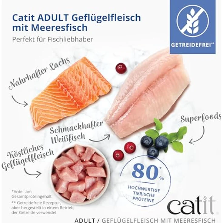 Catit Recipes Premium Trockenfutter für Katzen, mit Geflügelfleisch und Meeresfisch, 400g, Alleinfuttermittel, hilft Stuhlgeruch zu reduzieren, ohne Getreide – Bild 3