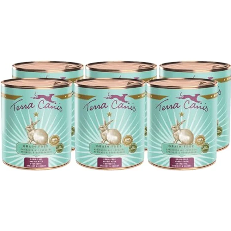Terra Canis Nassfutter Kaninchen, Zucchini, Aprikose & Borretsch, getreidefrei, 6x800g, 100% Lebensmittelqualität, allergenarm, gesund & reichhaltig – Bild 1