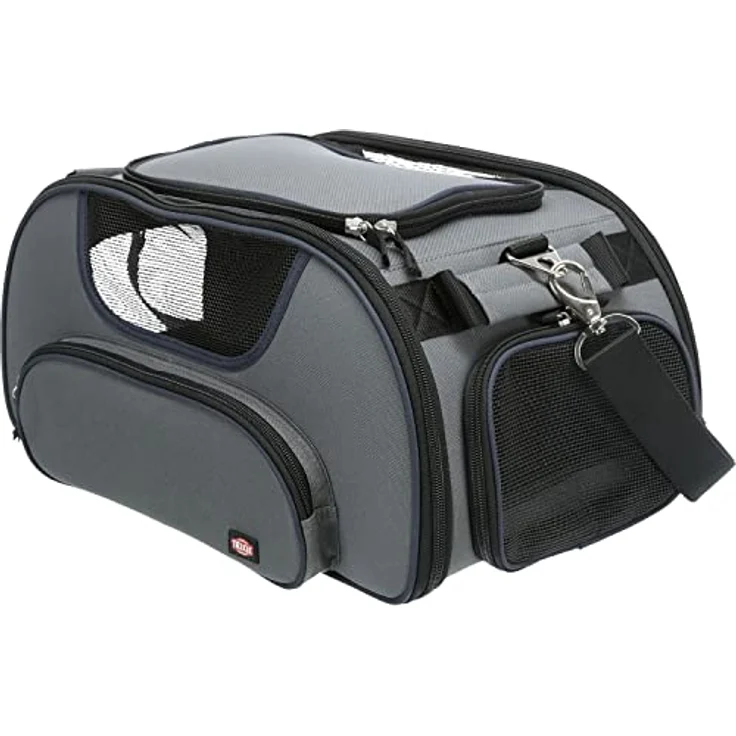 TRIXIE Tiertransporttasche Airline Tasche Wings grau/blau für Katzen mit abnehmbarem Schulterriemen - Preisvergleich – Bild 2