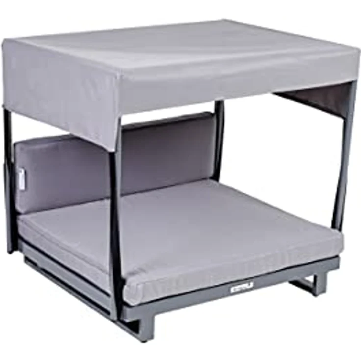 Greemotion Hunde-Sofa mit Dach Größe M, ca. 63 x 30-65 x 65 cm, stabiles Alu-Gestell, 5 kg, Hundebank, Hundeplatz, Outdoor – Bild 2