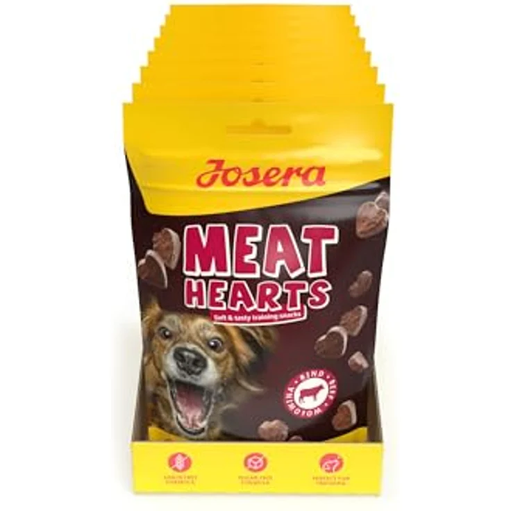 JOSERA Meat Hearts Beef, Trainingssnack mit 70% Rindfleisch, 8x70g, zuckerfrei und kalorienarm, mit Vitamin E & L-Carnitin – Bild 2