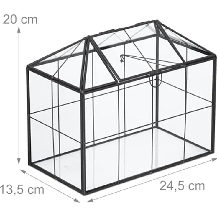 Relaxdays Modernes Pflanzenterrarium Glas, Deko-Hausform für Sukkulenten und Moos, 20 x 24,5 x 13,5 cm – Bild 3
