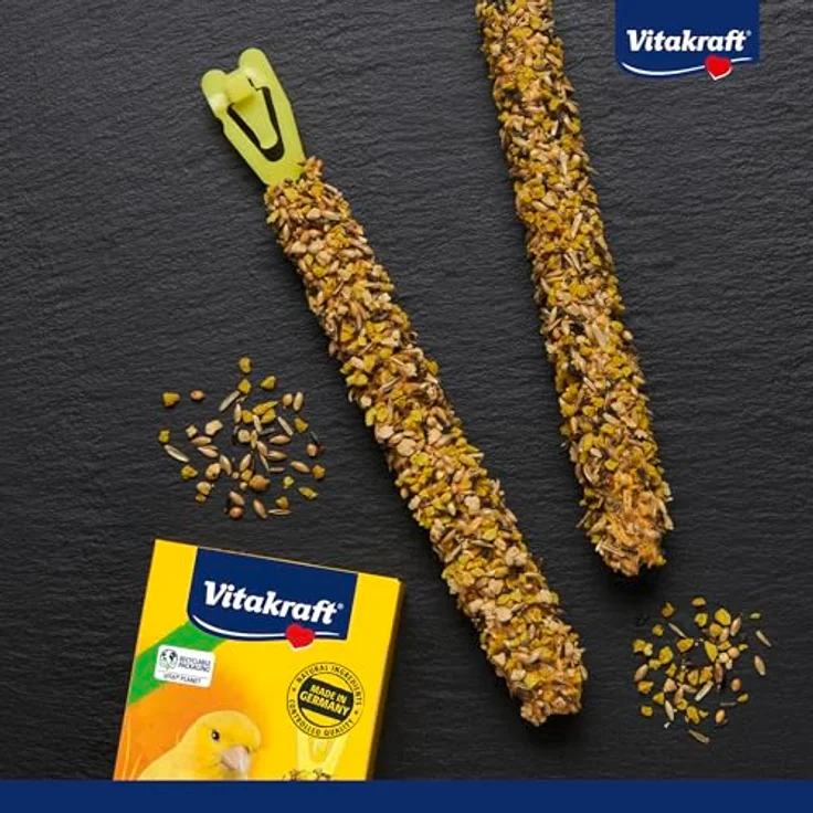 Vitakraft Kräcker für Kanarienvögel, Knabberstangen mit Ei und Grassamen, angereichert mit Vitaminen und Mineralien, 10x 54g, ohne Zuckerzusatz – Bild 2