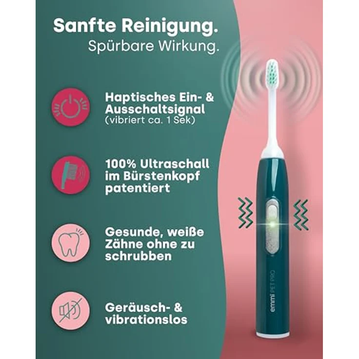 Emmi-pet emmi-PET PRO Ultraschall-Zahnbürste für Hunde, geräuschlos, gegen Zahnstein & Plaque, schonende Zahnpflege, 12 Tage Akkulaufzeit – Bild 3