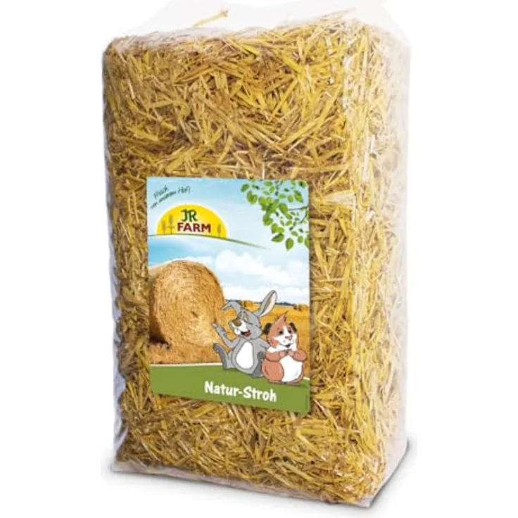 JR FARM Natur-Stroh 1 kg, hochwertiges Kleintierfutter für Nestbau und Verdauungsförderung, handverlesen, Made in Germany