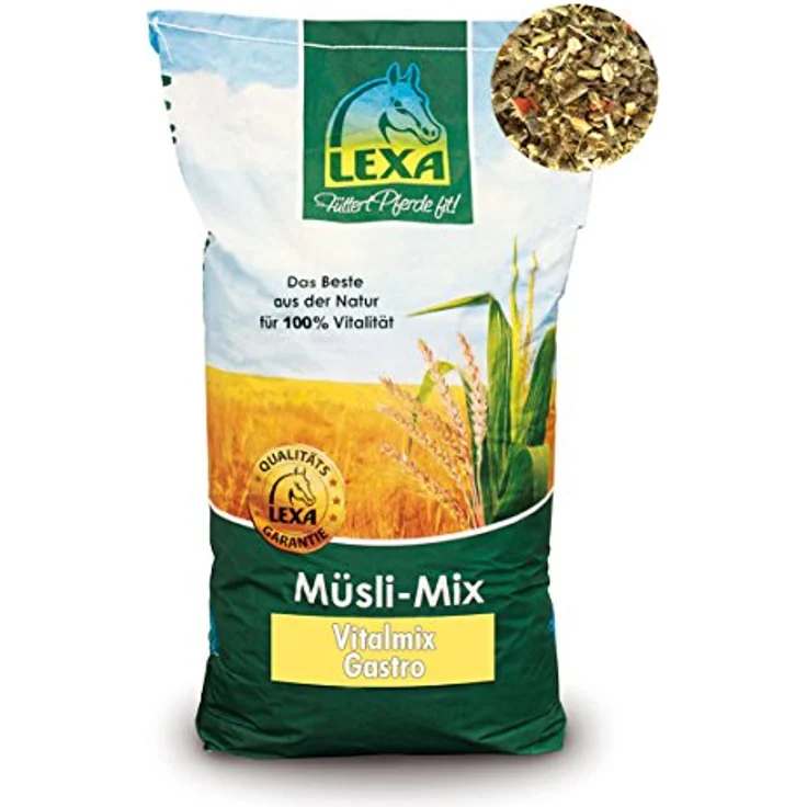 LEXA Vitalmix Gastro, Premium Pferdefutter für magenempfindliche Pferde, 20 kg Sack, vitalstoffreiches Müsli mit magenfreundlichem Effekt – Bild 1