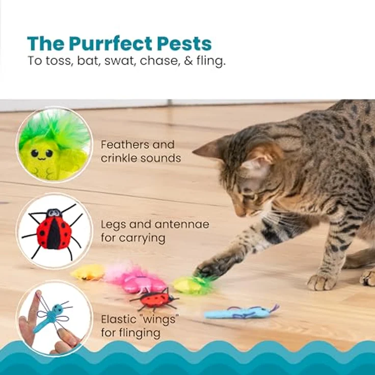 Catstages Cute As A Bug 6Pk Mlt, Katzenspielzeuge mit Katzenminze und verschiedenen Spielmerkmalen – Bild 4