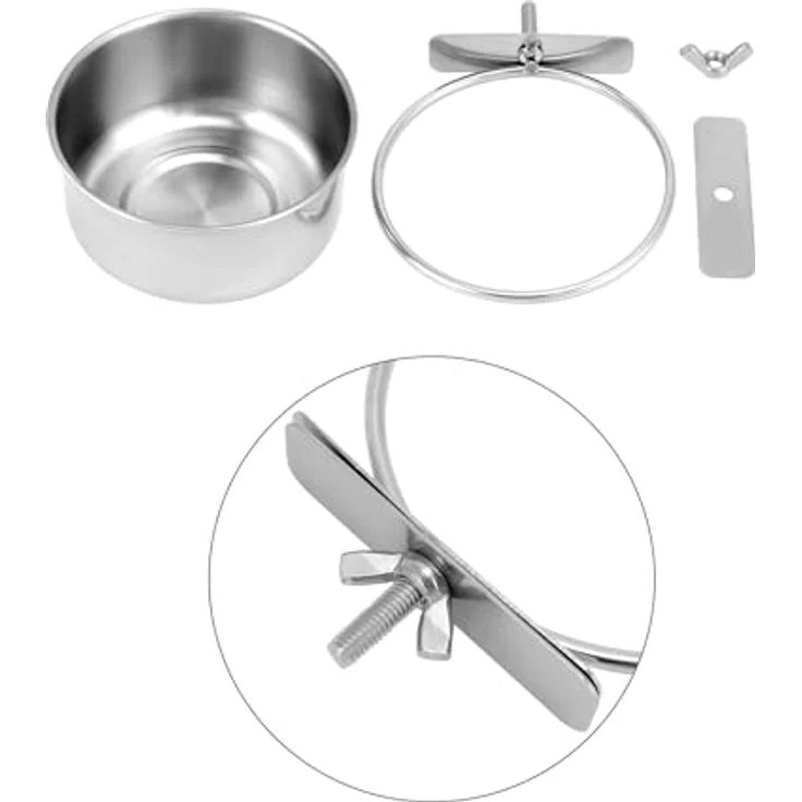 QWORK® 2er-Set Edelstahl Vogel Futternapf zum Einhängen, Rost- und korrosionsfest, für Papageien und Kleintiere, 10x4.5 cm – Bild 5