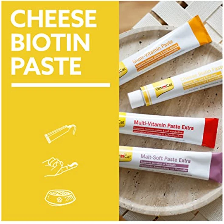 GimCat Cheese Biotin Paste, Katzenfutter zur Unterstützung von Haut- und Fellgesundheit, 100 g – Bild 5