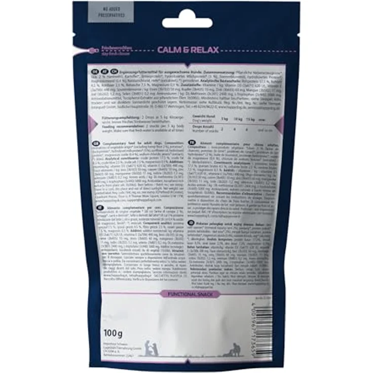 Happy Dog Care Snack Calm & Relax, funktioneller Hundesnack mit Hanf und Tryptophan, 100g – Bild 3