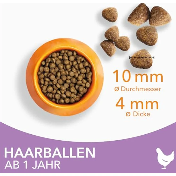 IAMS Anti-Haarballen Katzenfutter trocken mit Huhn, 3 kg - Trockenfutter für Katzen ab 1 Jahr, reich an tierischen Proteinen, weizenfrei, unterstützt gesunde Haut und glänzendes Fell – Bild 2