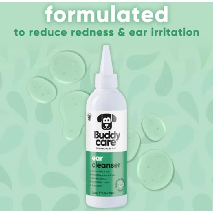Buddycare Ohrreiniger Hund, beruhigende Ohrenreinigungslösung mit Aloe Vera, 200 ml, vegan und pH-ausgeglichen – Bild 5