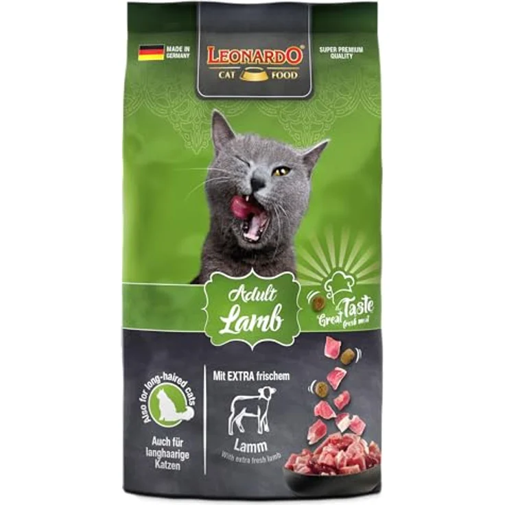 Leonardo Adult Lamb, Trockenfutter für ausgewachsene Katzen, Doppelpack 2 x 300 g, zur Unterstützung der Abwehrkräfte, Optimierung des pH-Werts des Harns – Bild 2