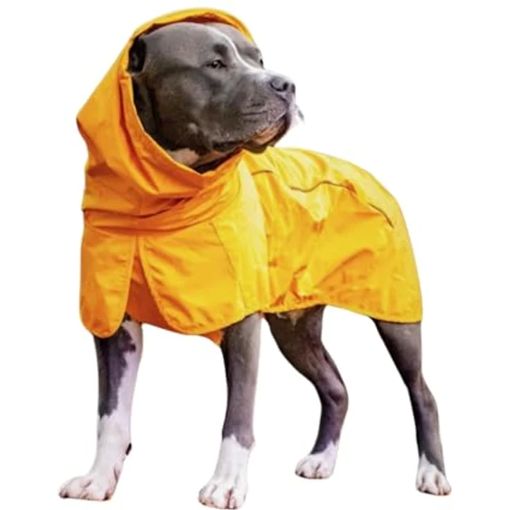 Spark Paws Hunderegenmantel, wasserdicht und winddicht, reflektierend, atmungsaktiv, mit vollständigem Körperschutz - Mustard Yellow - 3XL – Bild 1
