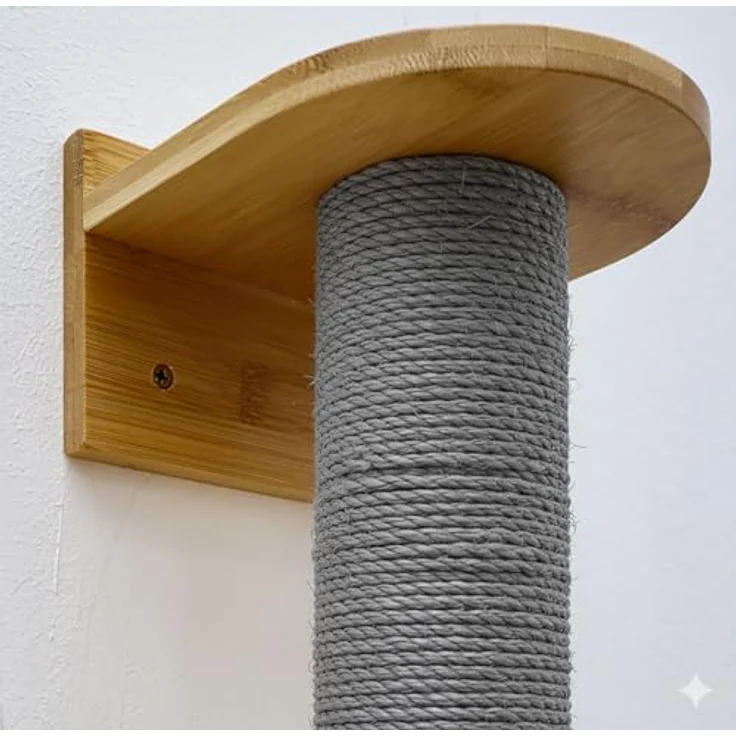 Eyepower Luna, 66 cm Wandkratzbaum für Katzen mit flexiblem Kratzstamm und stabile Wandmontage, Sisal umwickelt, aus echtem Bambus – Bild 6