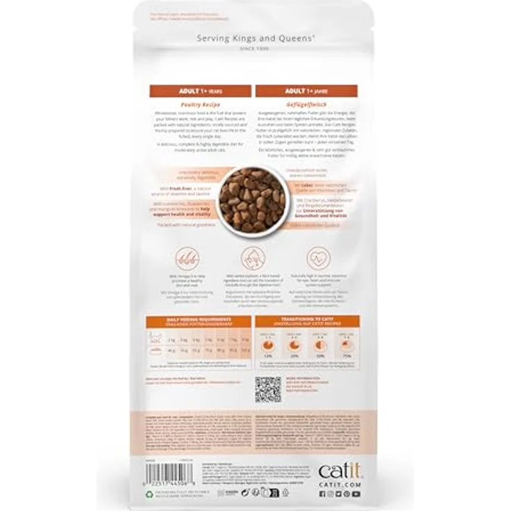 Catit Recipes - Premium Trockenfutter für Katzen mit Geflügelfleisch, Alleinfuttermittel für ausgewachsene Katzen, 2kg, unterstützt Haarballenbildung, ohne Weizen und Soja – Bild 2