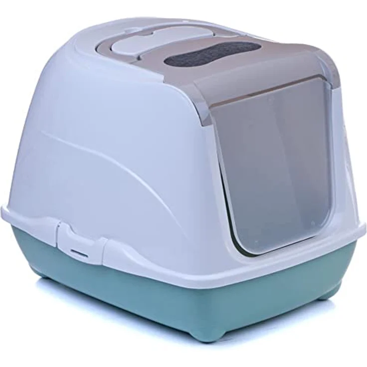 adena Katzentoilette Sondermodell 50, inkl. Schaufel und Aktivkohlefilter, graubeige mit Agave – Bild 2