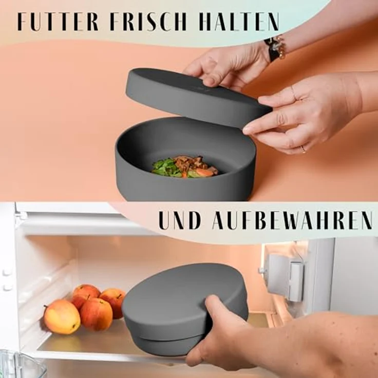 ne&no® Silikon Hundenapf 1200 ml mit Deckel, rutschfester Futternapf für kleine und mittelgroße Hunde, luftdicht verschlossen für Kühlschrank und Spülmaschine geeignet – Bild 4