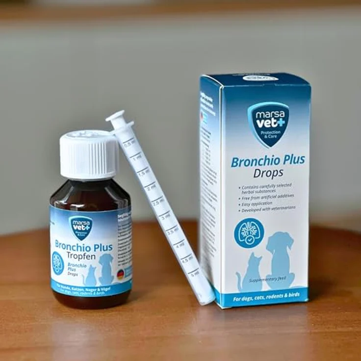 marsavet+ Marsavet Bronchio Plus – Flüssiges Ergänzungsfuttermittel mit pflanzlichen Inhaltsstoffen zur Unterstützung der Atemwegsfunktion für Hunde, Katzen, Nager und Vögel | 100 ml – Bild 4