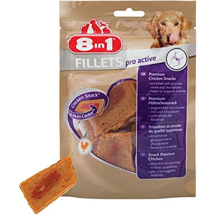 8in1 Fillets pro active Größe S, Hundesnack ohne Zucker mit Geflügel, 80 g – Bild 6