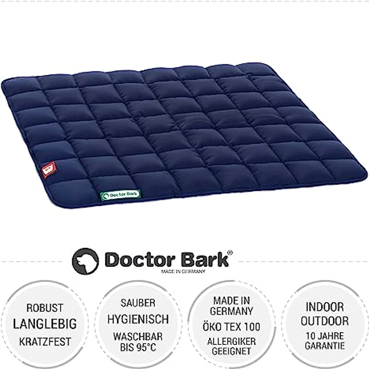 Doctor Bark Hundedecke M, hochwertige Hundematte für mittlere Hunde, waschbar bis 95 °C, robuste Indoor-Outdoor Liegefläche, Königsblau, 80x70 cm – Bild 2