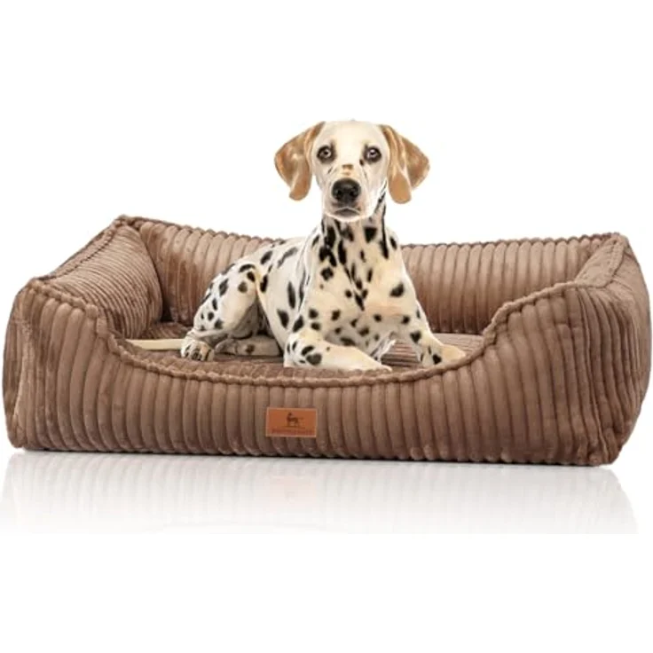 Knuffelwuff orthopädisches Hundebett Sedona M-L, 85 x 63 cm, Braun | Abnehmbarer Bezug | Waschbar | Rutschfester Unterboden | Für große, mittelgroße und kleine Hunde – Bild 1