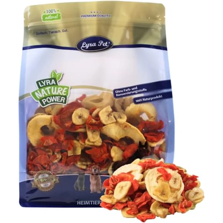 Lyra Pet® Obst-Gemüse-Mix getrocknet 1 kg | Bananen, Äpfel & Karotten | Reich an Vitaminen & Ballaststoffen für Vögel, Nager, Pferde & Reptilien | Natürliches Ergänzungsfutter – Bild 1