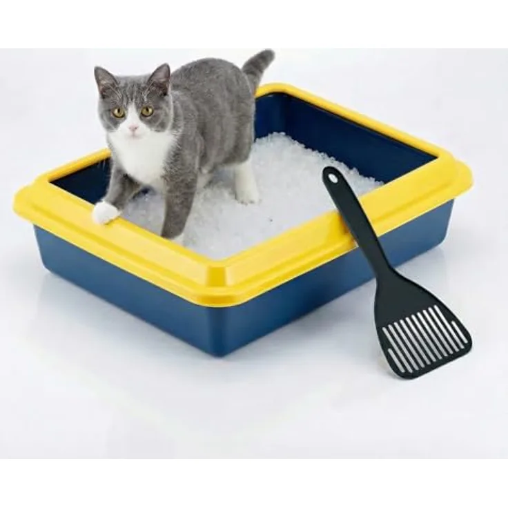 Animal House Katzenklo mit Rand, praktische Katzentoilette mit Schaufel, Größe L 43,5x34x11 cm, robuste Kunststoffstruktur, hygienisch und leicht zu reinigen