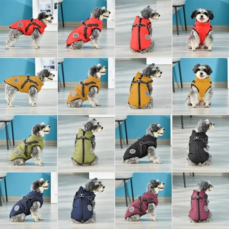 Savlot Hundejacke Winterweste, wasserdichte gepolsterte Weste mit Brustgurt, reflektierend, rot, XS – Bild 5