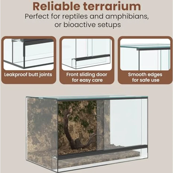 vidaXL Terrarium mit Speicher, Transparent, 50 x 30 x 30 cm, kratzfestes Glas, 360-Grad-Sicht, atmungsaktive Mesh-Panels – Bild 5