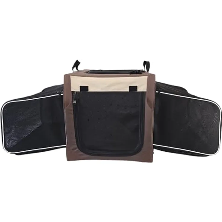 Nobby Traveller Extend, Hunde-Transportbox aus strapazierfähiger Mikrofaser, braun, 61 x 43 x 45 cm, abwaschbar mit großem Utensilienfach und herausnehmbarem Boden
