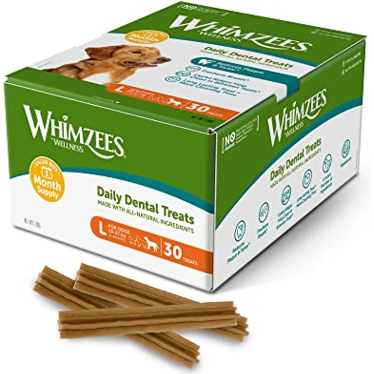 WHIMZEES Stix L, Monatspackung mit 30 Stück, Getreidefreie Zahnpflege-Kaustangen für große Hunde, ohne Zuckerzusatz und natürlich – Bild 2