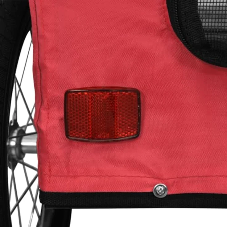 vidaXL Hunde-Transportbox Fahrradanhänger Hunde Rot Oxford-Gewebe und Eisen 30 kg Maximalbelastung – Bild 6