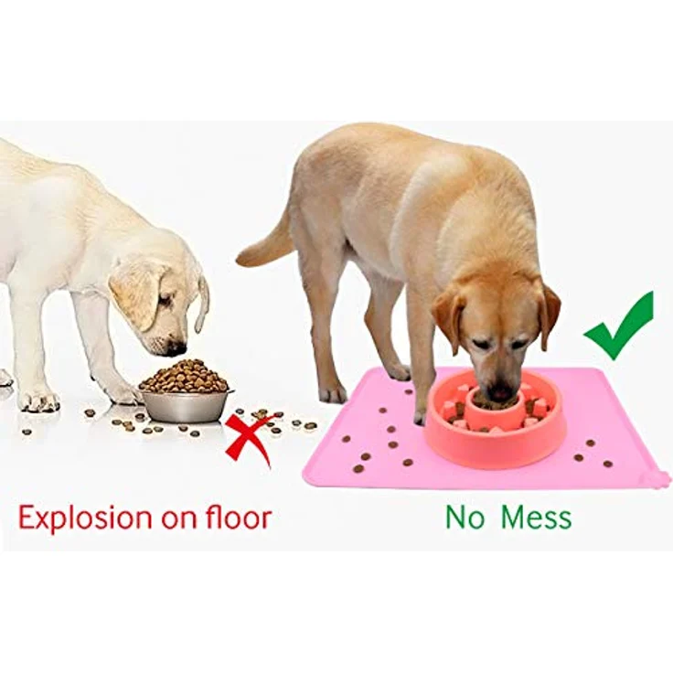 Joytale Silikon-Futtermatte, rutschfest und wasserdicht mit erhöhtem Rand für Hunde und Katzen, 47 x 30 cm, Rosa – Bild 4