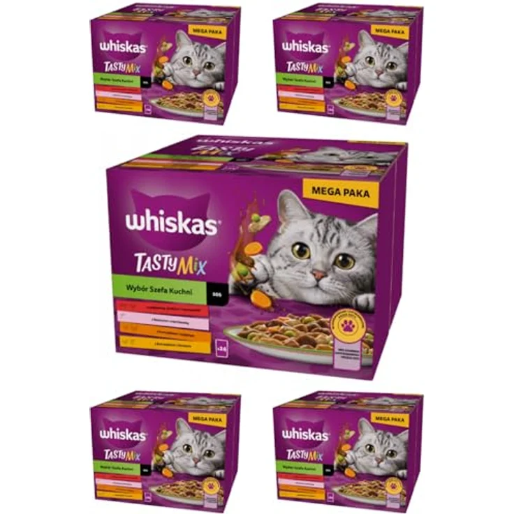 Whiskas Tasty Mix Chef´s Choice, Katzennassfutter in Sauce, 120 Portionsbeutel (5x24x85g), nachhaltig produziert – Bild 1