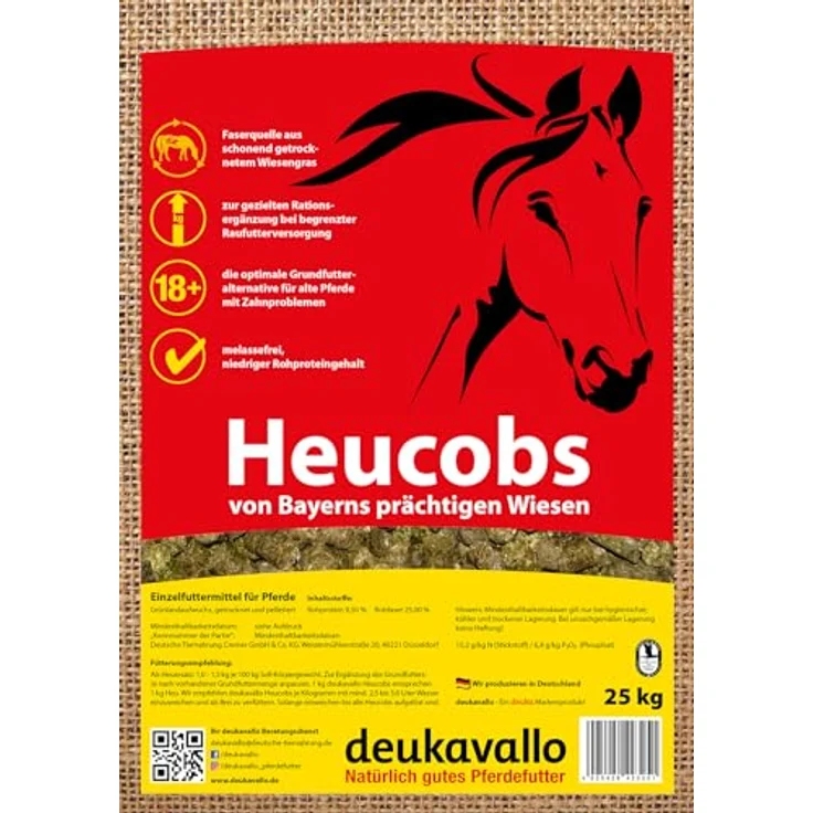 deuka deukavallo Heucobs, Pferdefutter mit hohem Rohprotein- und Rohfasergehalt, 25 kg – Bild 2