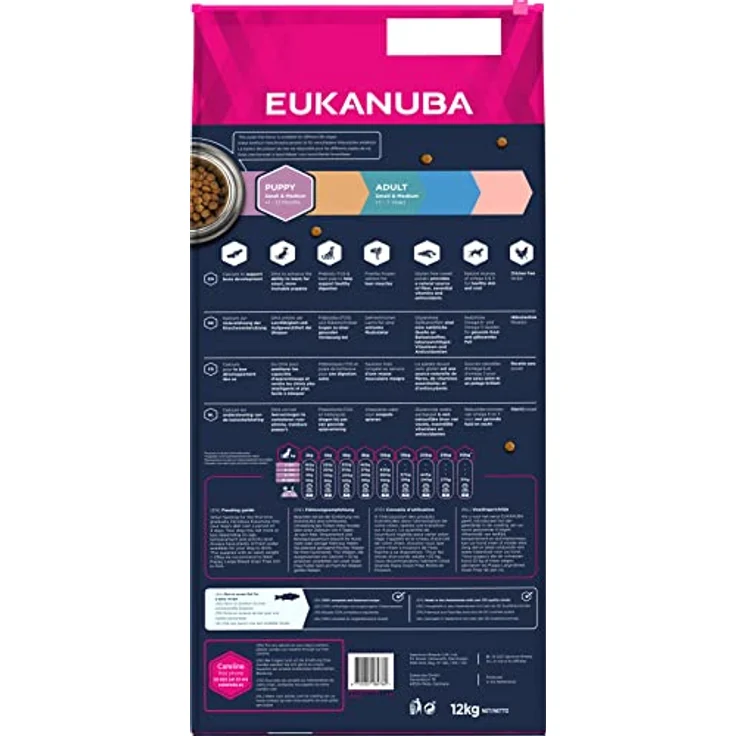 Eukanuba Welpenfutter getreidefrei mit Fisch für kleine und mittelgroße Rassen, 12 kg - Trockenfutter ohne Getreide für Junior Hunde, reich an Seefisch und Lachs, unterstützt gesundes Wachstum und Lernfähigkeit – Bild 2