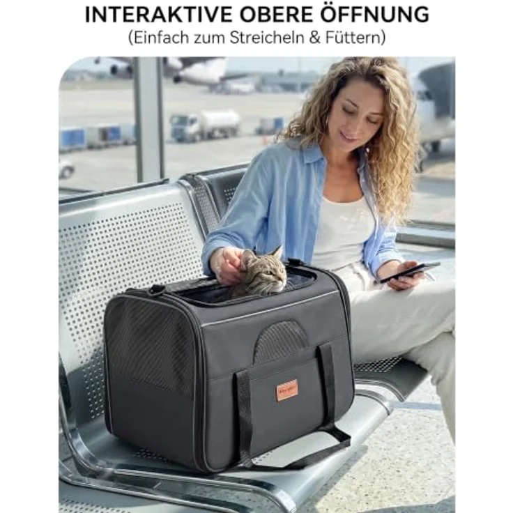 Morpilot Katzentransportbox für große Katzen und Welpen bis 6.8kg, Faltbare Hundetasche mit atmungsaktivem Mesh und abnehmbarem Kissen, ideal für Auto und Flugzeug – Bild 3