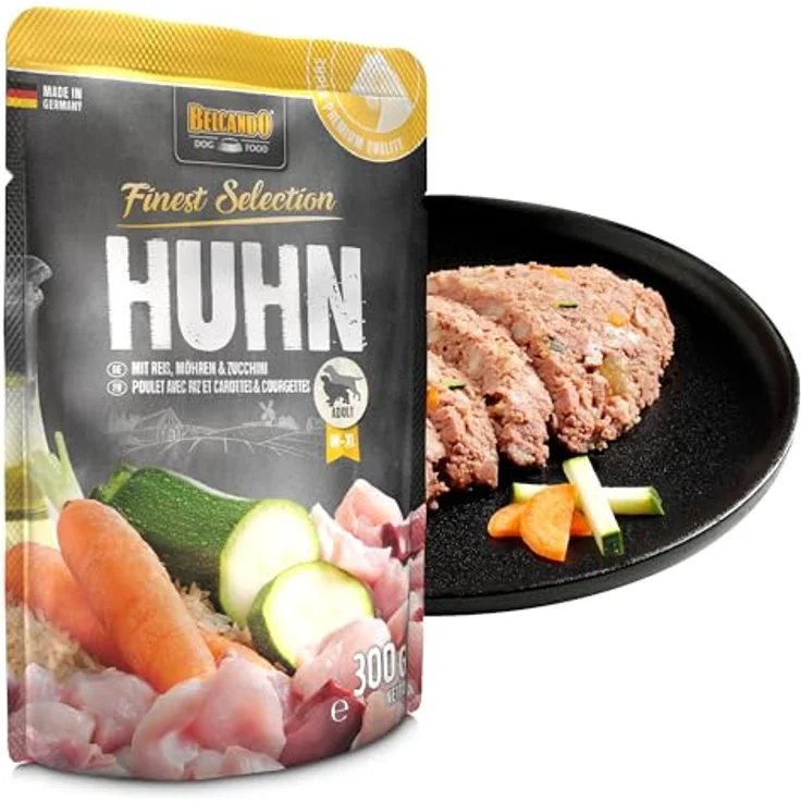 BELCANDO Frischebeutel Huhn mit Reis, Zucchini & Möhren | Nassfutter für Hunde, 12x125g, Alleinfutter im Einzelportionsbeutel, mit Distelöl – Bild 4