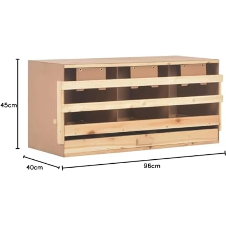 vidaXL Legenest Hühnernest 3 Fächer 96 x 40 x 45 cm Massivholz Kiefer – Bild 8