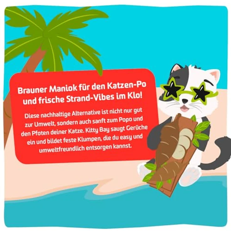 Kitty Bay Meowtini ÖKO Katzenstreu klumpend und staubfrei, Maniok weiß, 10 Liter – 100% Naturmaterialien, biologisch abbaubar, hohe Saugkraft, schnelle Klumpenbildung – Bild 4