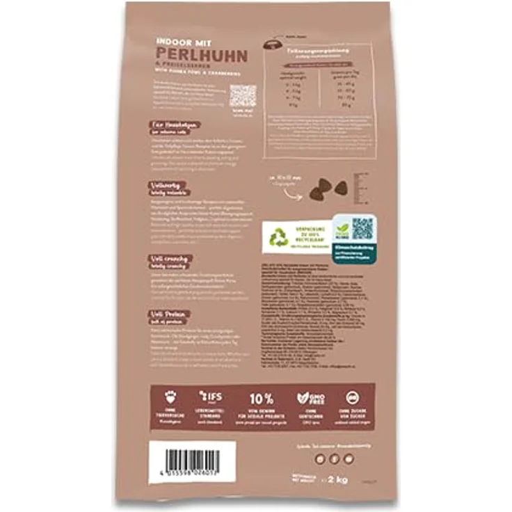 Sanabelle Trockenfutter Katze, Adult Indoor mit Perlhuhn, 8 kg – Vollnahrung für Hauskatzen mit extratierischen Proteinen, ohne Zucker und künstliche Zusatzstoffe – Bild 2