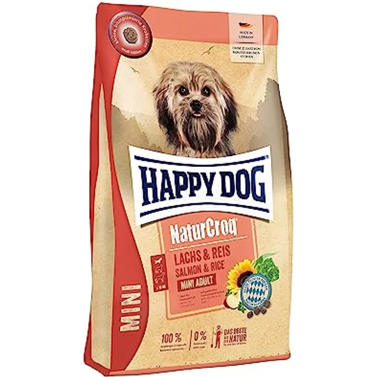 Happy Dog NaturCroq, Trockenfutter für Hunde Adult, Mini mit Lachs und Reis, 800 g, artgerechte Vollnahrung für sensible Hunde – Bild 1